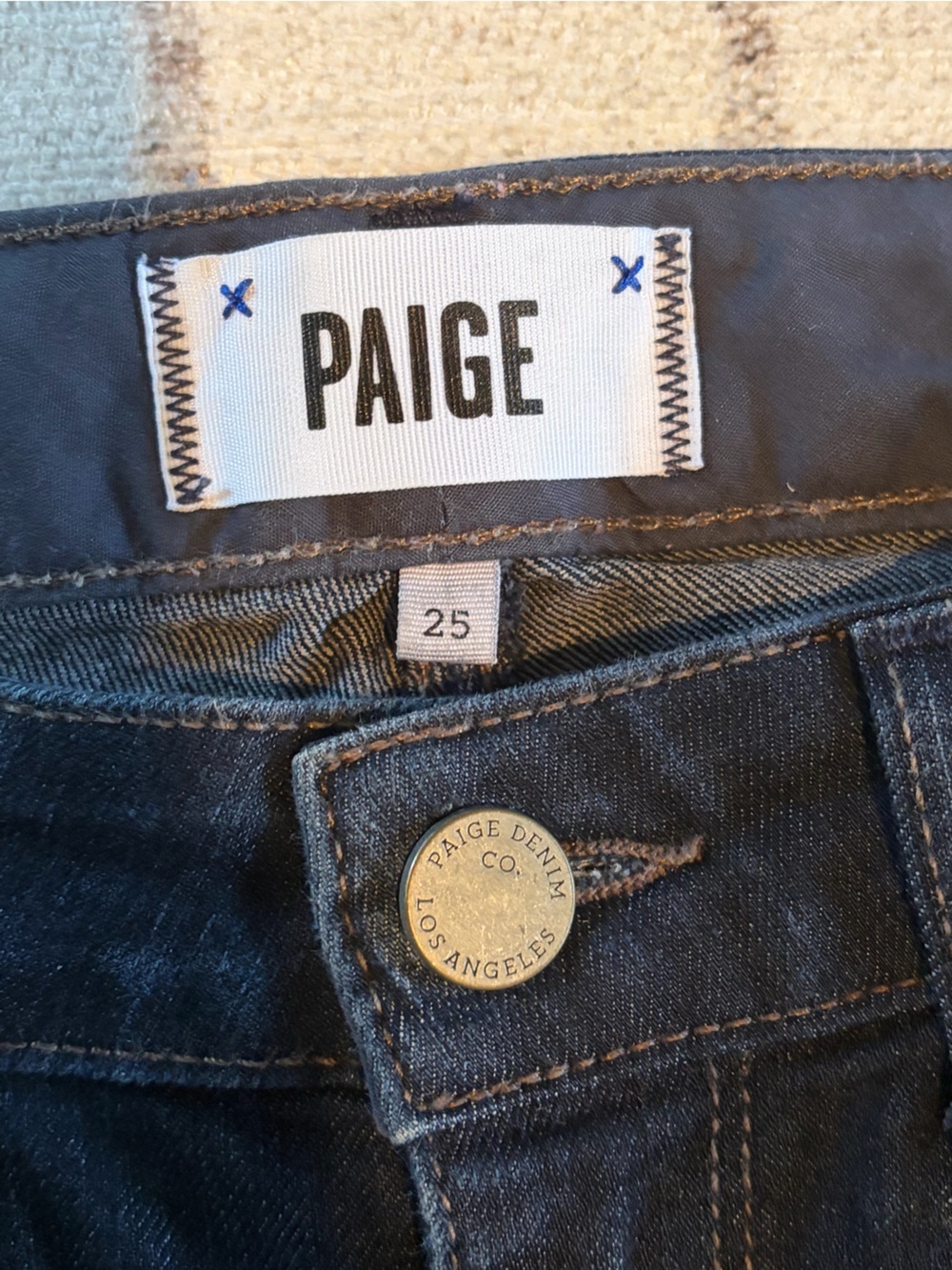 PAIGE Skyline Skinny Jeans 25 Dark Wash Mid Rise Stretch Denim Womens - Picture 6 of 10